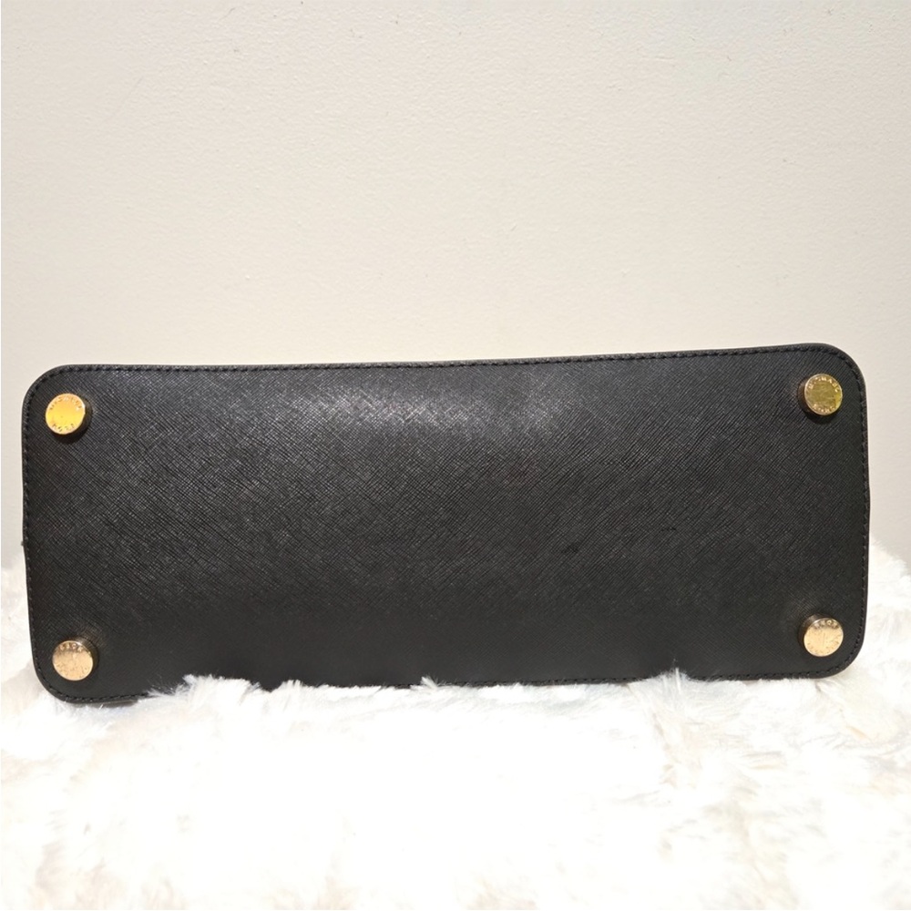 Michael Kors Cindy Large Black Leather Dome Satchel Bag - Like New - Picture 11 of 12